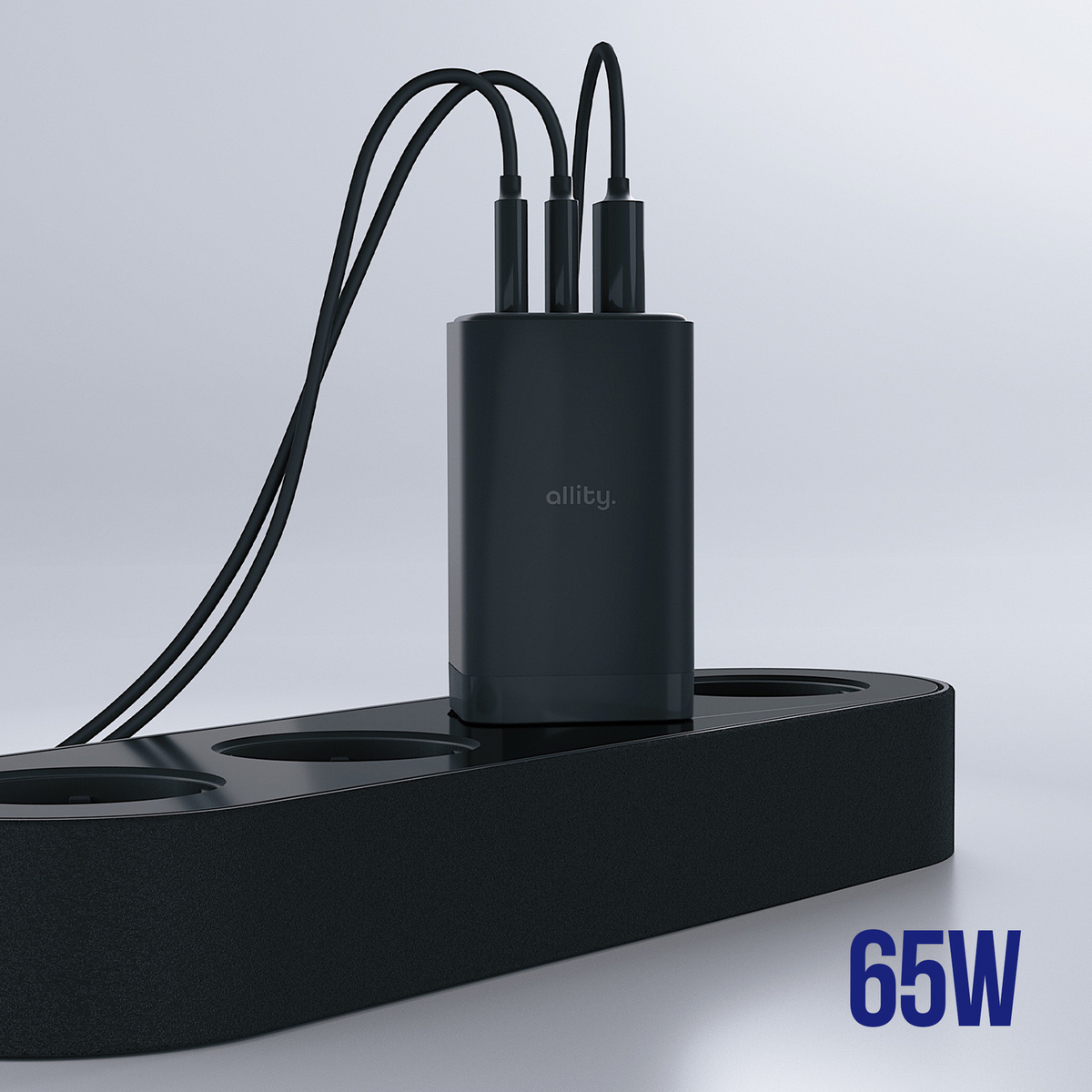 Allity Netwerkoplader. ATC-01-65WACC Fast, 65W, 3.25A, 1 x USB-A - 2 x USB-C, Zwart