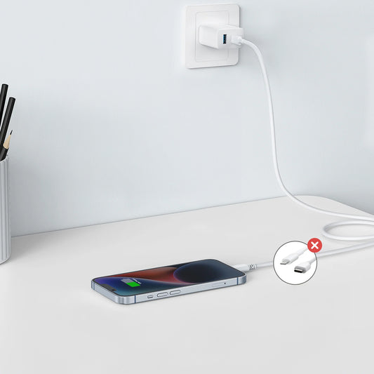 Anker 312 Netwerkoplader, 20W, 3A, 1 x USB-A - 1 x USB-C, Wit A2348G21