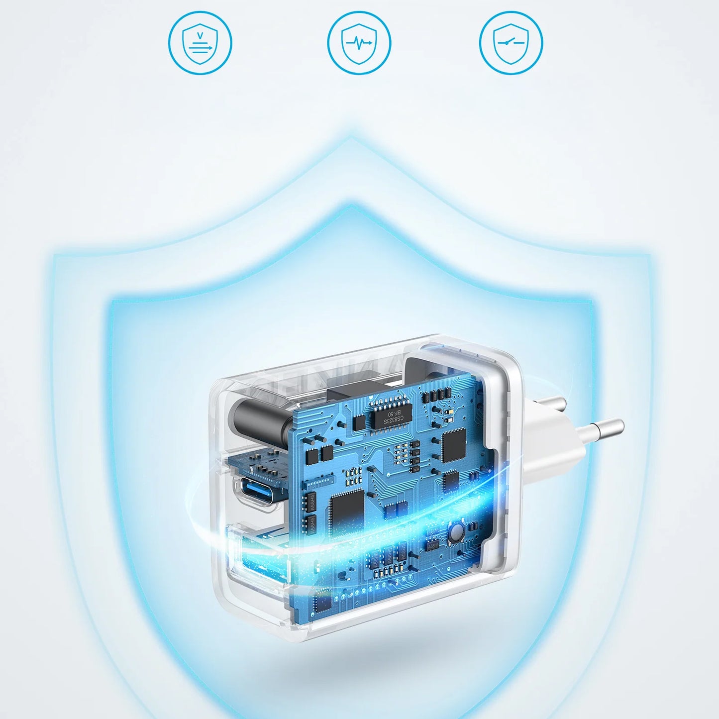 Anker 312 Netwerkoplader, 20W, 3A, 1 x USB-A - 1 x USB-C, Wit A2348G21