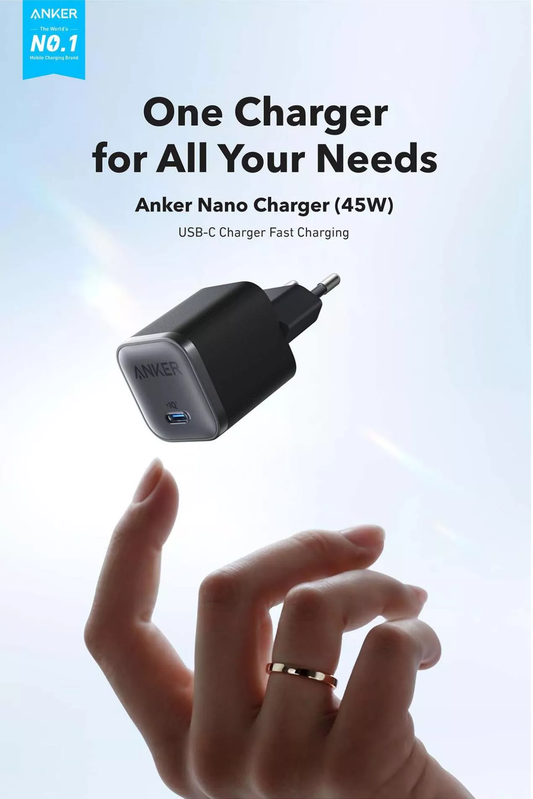 Anker Nano Netadapter, 45W, 3A, 1 x USB-C, Zwart A2692L11