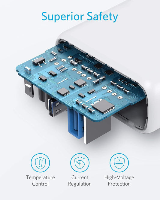 Netwerkoplader Anker PowerPort PD+ 2, 35W, 3A, 1 x USB-A - 1 x USB-C, Wit A263636G21