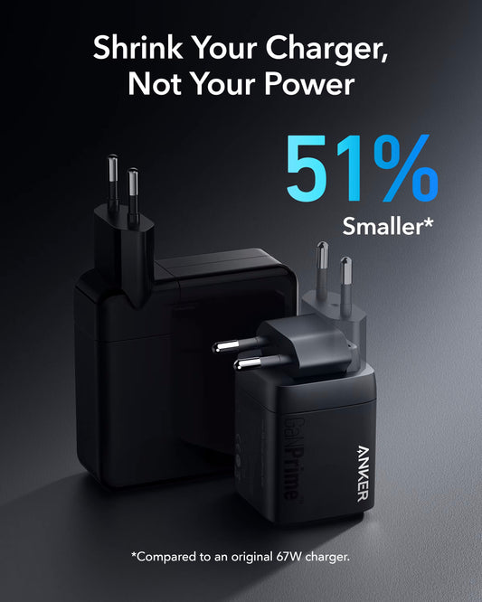 Anker Prime Netwerkoplader, 67W, 5A, 1 x USB-A - 2 x USB-C, Zwart A2669313