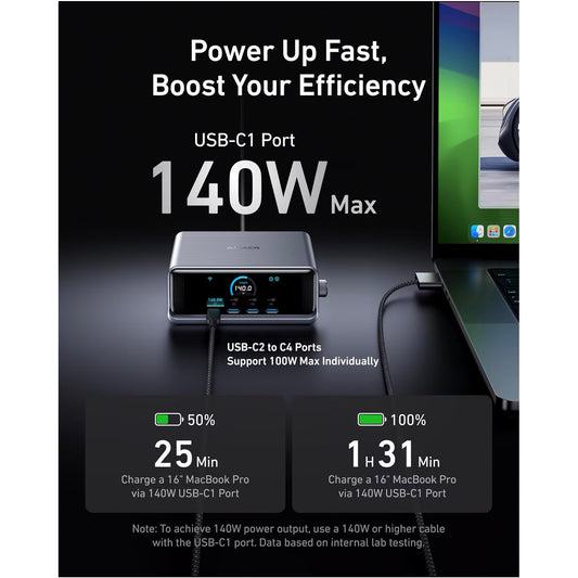 Netwerkoplader Anker Prime, 250W, 2 x USB-A - 4 x USB-C, Zwart A2345341