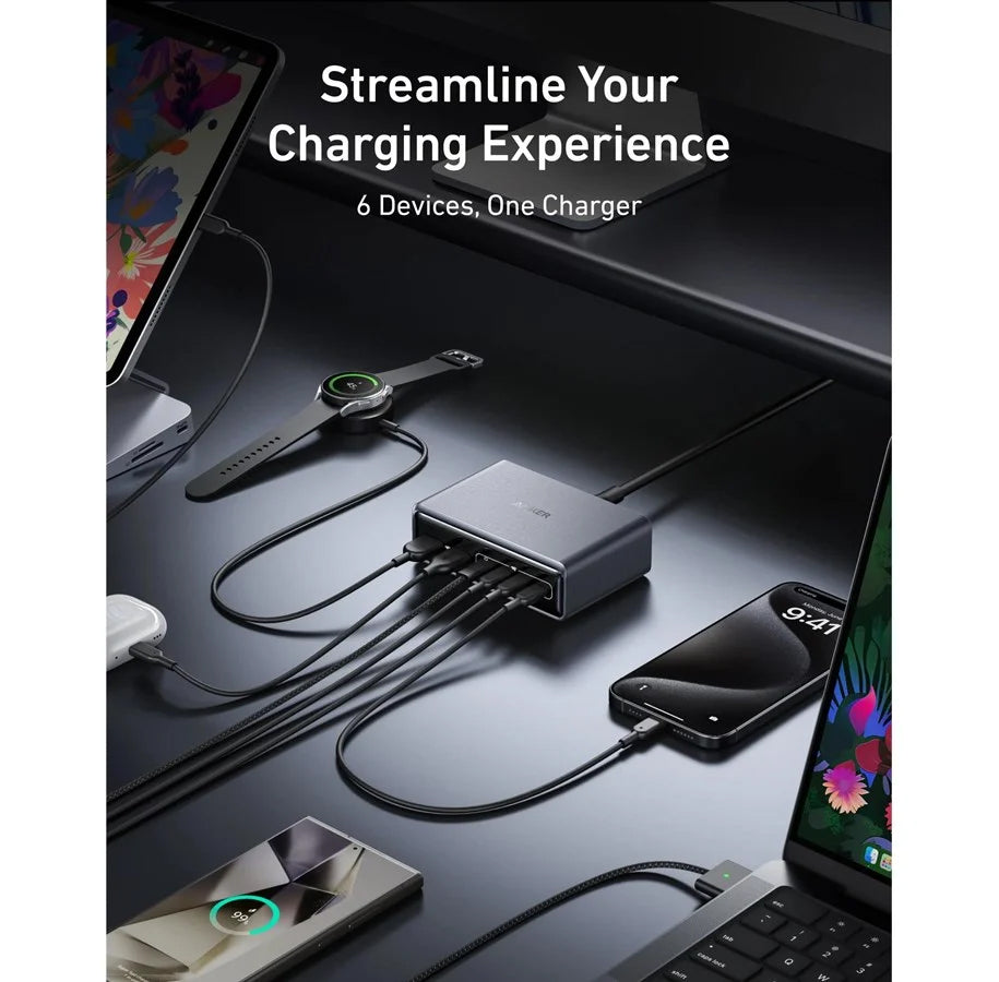 Netwerkoplader Anker Prime, 200W, 3A, 2 x USB-A - 4 x USB-C, Zwart A2683341