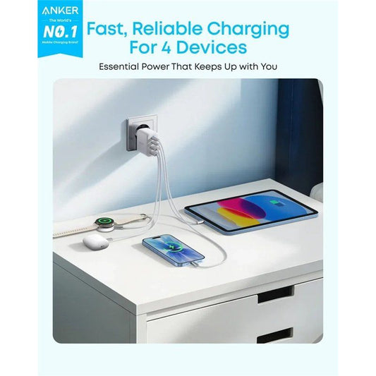 Anker Zolo Netlader, 50W, 3A, 2 x USB-A - 2 x USB-C, Wit A121EG21