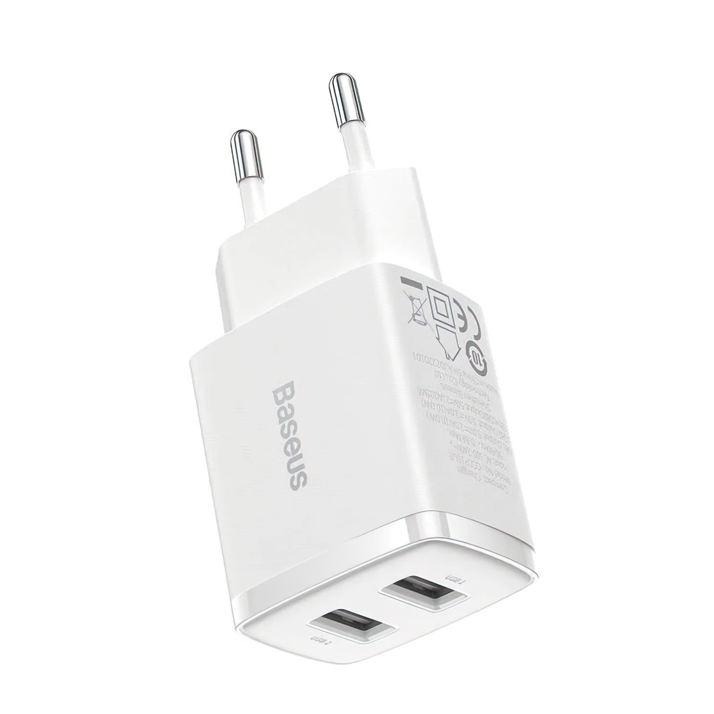 Baseus Compact Netwerkoplader, 10.5W, 2.1A, 2 x USB-A, Wit CCXJ010202