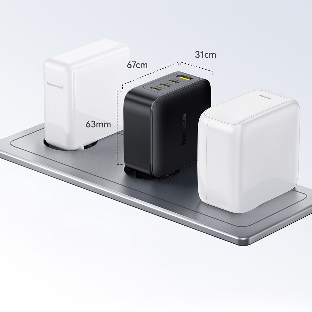 Baseus EnerFill FH11 Network Charger, 140W, 5A, 1 x USB-A - 3 x USB-C, Black E0121J00