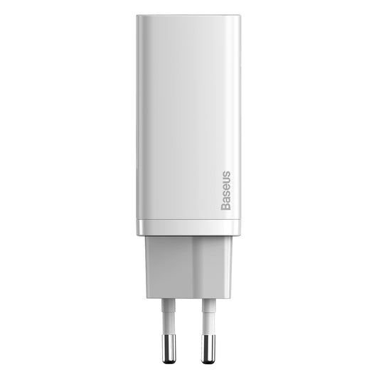 Network Charger Baseus GaN2 Lite, 65W, 3A, 1 x USB-A - 1 x USB-C, White CCGAN2L-B02