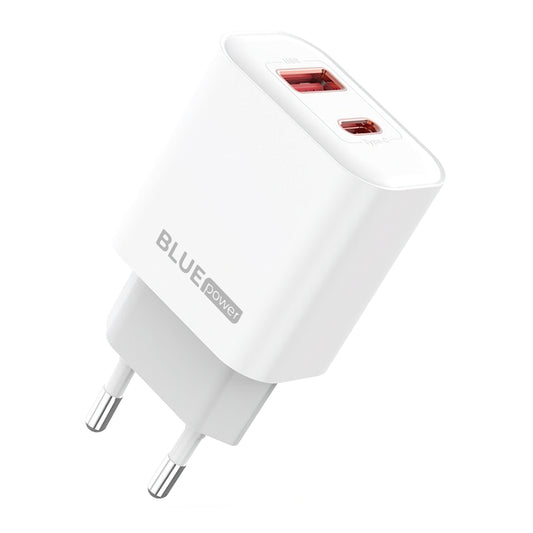 Netwerkoplader Blue Power BPCE12, 20W, 3A, 1 x USB-A - 1 x USB-C, Wit