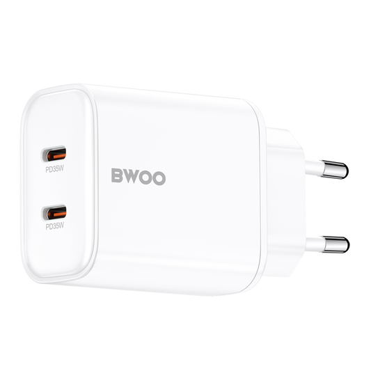 BWOO CDA206 Netlader, 35W, 3A, 2 x USB-C, Wit