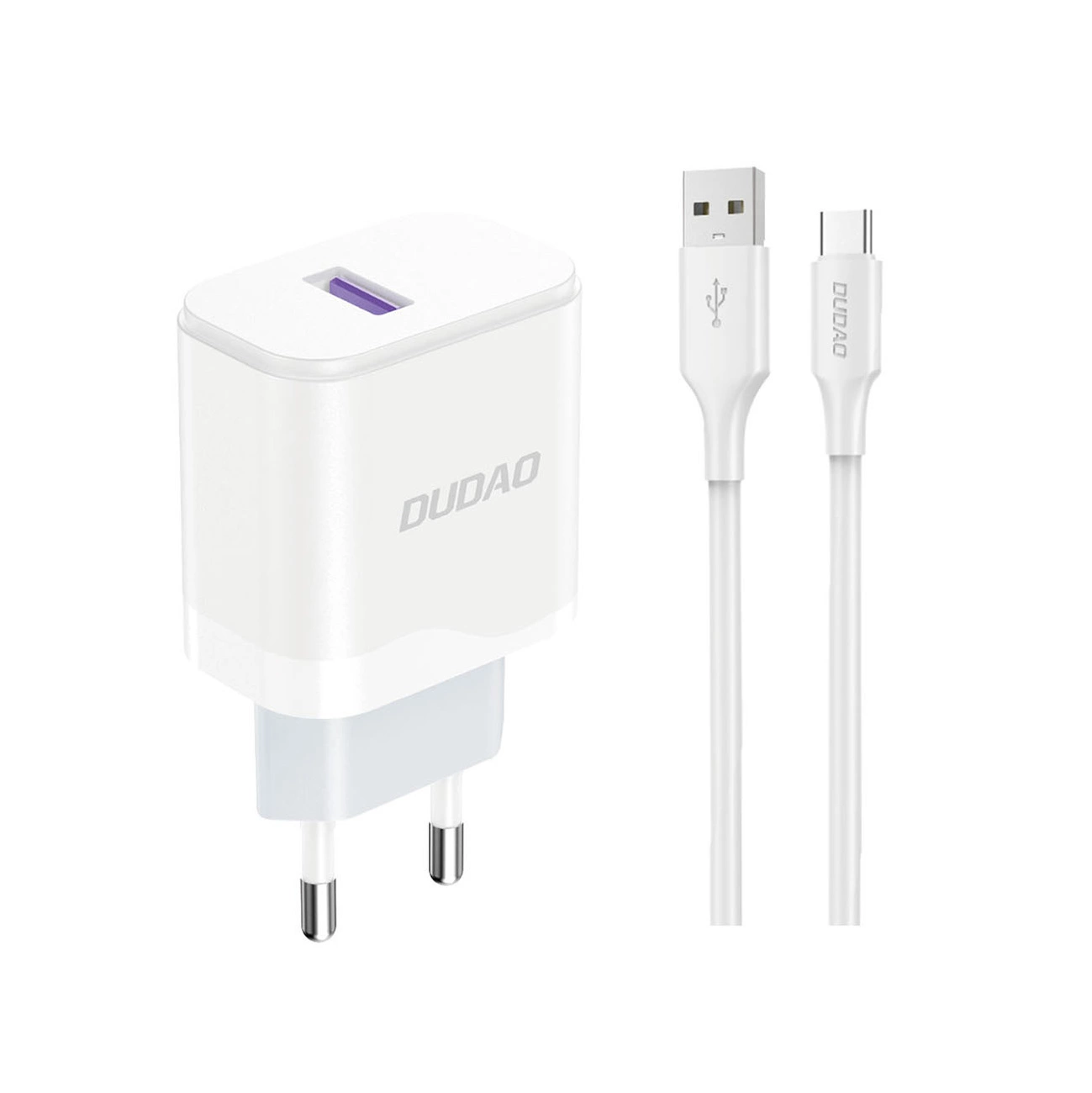 Netwerkoplader met USB-C Kabel Dudao A20EU, 18W, 3A, 1 x USB-A, Wit