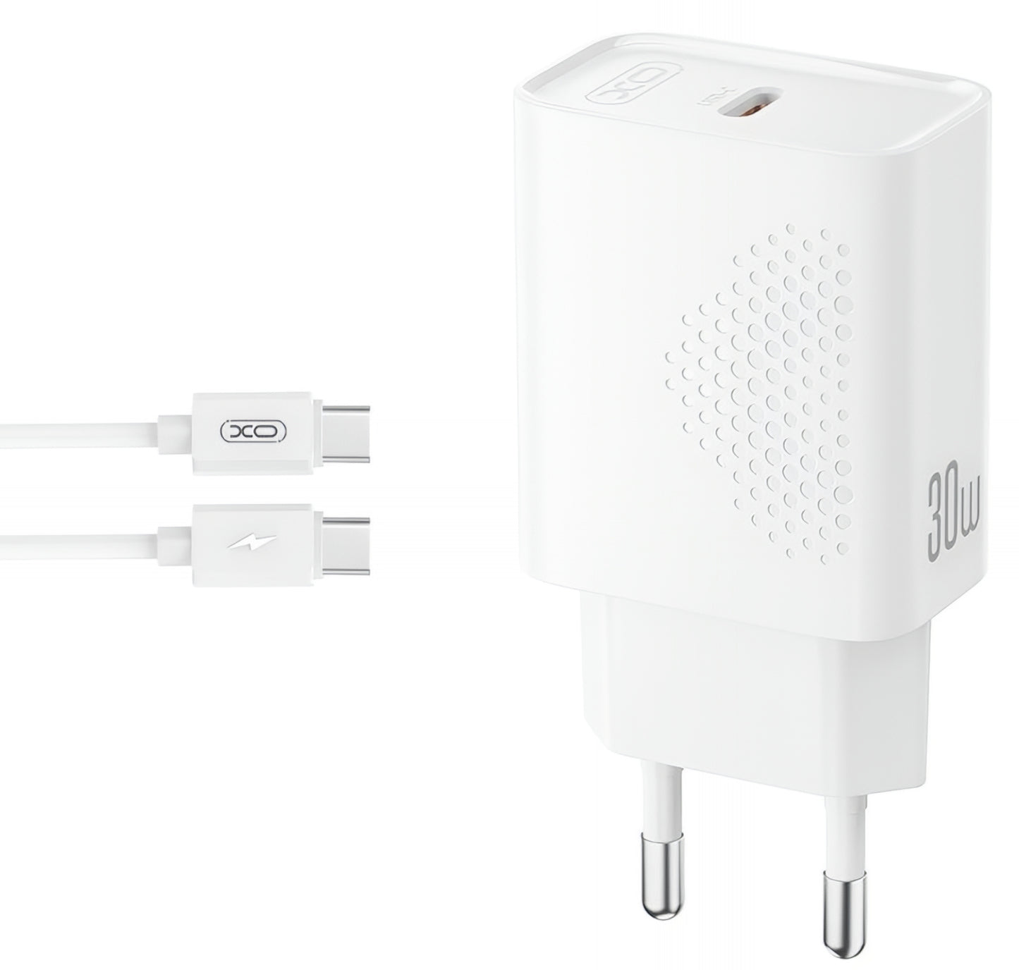 Network Charger with USB-C Cable XO Design L162, 30W, 3A, 1 x USB-C, White