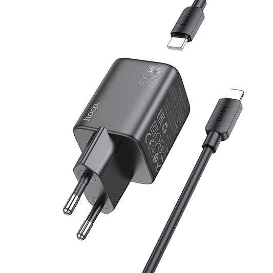 Netwerkoplader met Lightning-kabel HOCO N40, 20 W, 3 A, 1 x USB-C, zwart