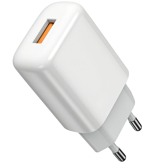 Prestico F7S USB-C netwerkoplader met kabel, 12W, 2,4A, 1 x USB-A, wit