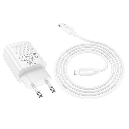 Netwerkoplader met USB-C Kabel HOCO N63, 30W, 3A, 1 x USB-A - 1 x USB-C, Wit