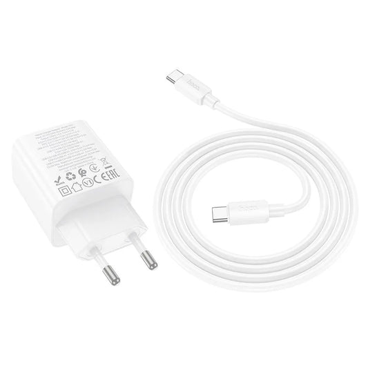 Netwerkoplader met USB-C Kabel HOCO N55, 20W, 3A, 2 x USB-A - 2 x USB-C, Wit