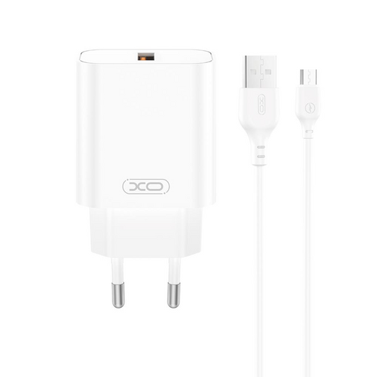 Netwerkoplader met USB-C Kabel XO Design CE33, 18W, 3A, 1 x USB-A, Wit