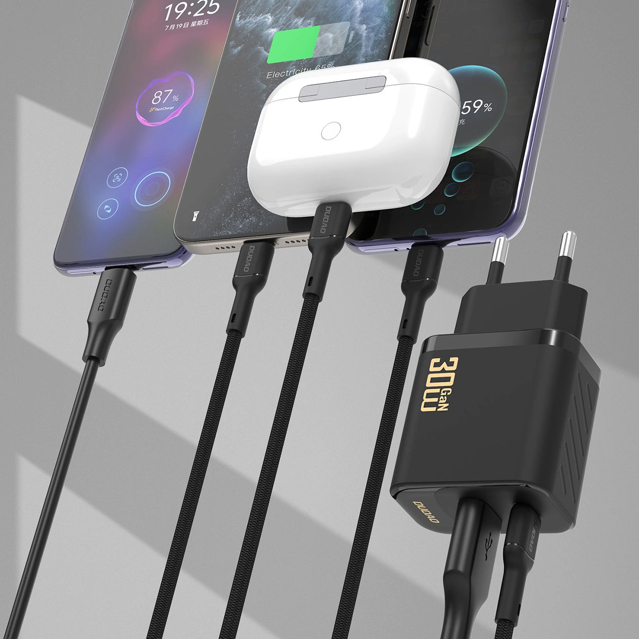Netwerkoplader met USB-C Kabel Dudao A27TCEU, 30W, 1 x USB-A - 1 x USB-C, Zwart