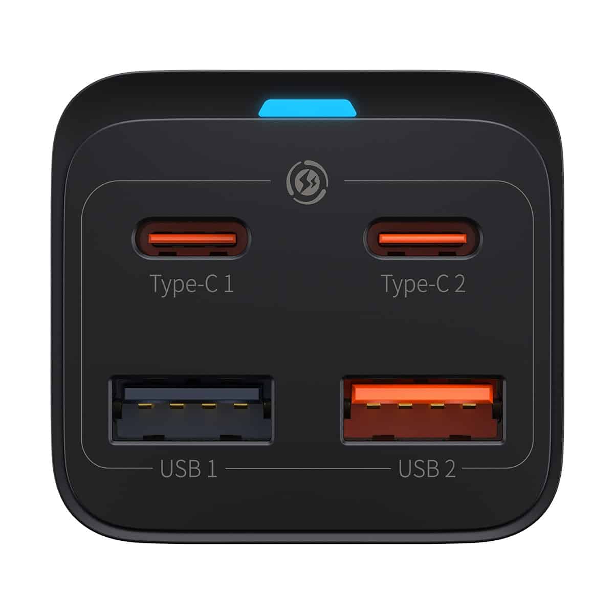 Baseus GaN3 Pro Docking Station Oplader, 65W, 3A, 2 x USB-A - 2 x USB-C, Zwart CCGP040101