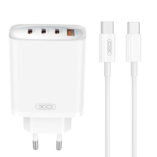 Netwerkoplader met USB-C kabel XO Design CE23, 65W, 3,25A, 1 x USB-A - 3 x USB-C, Wit
