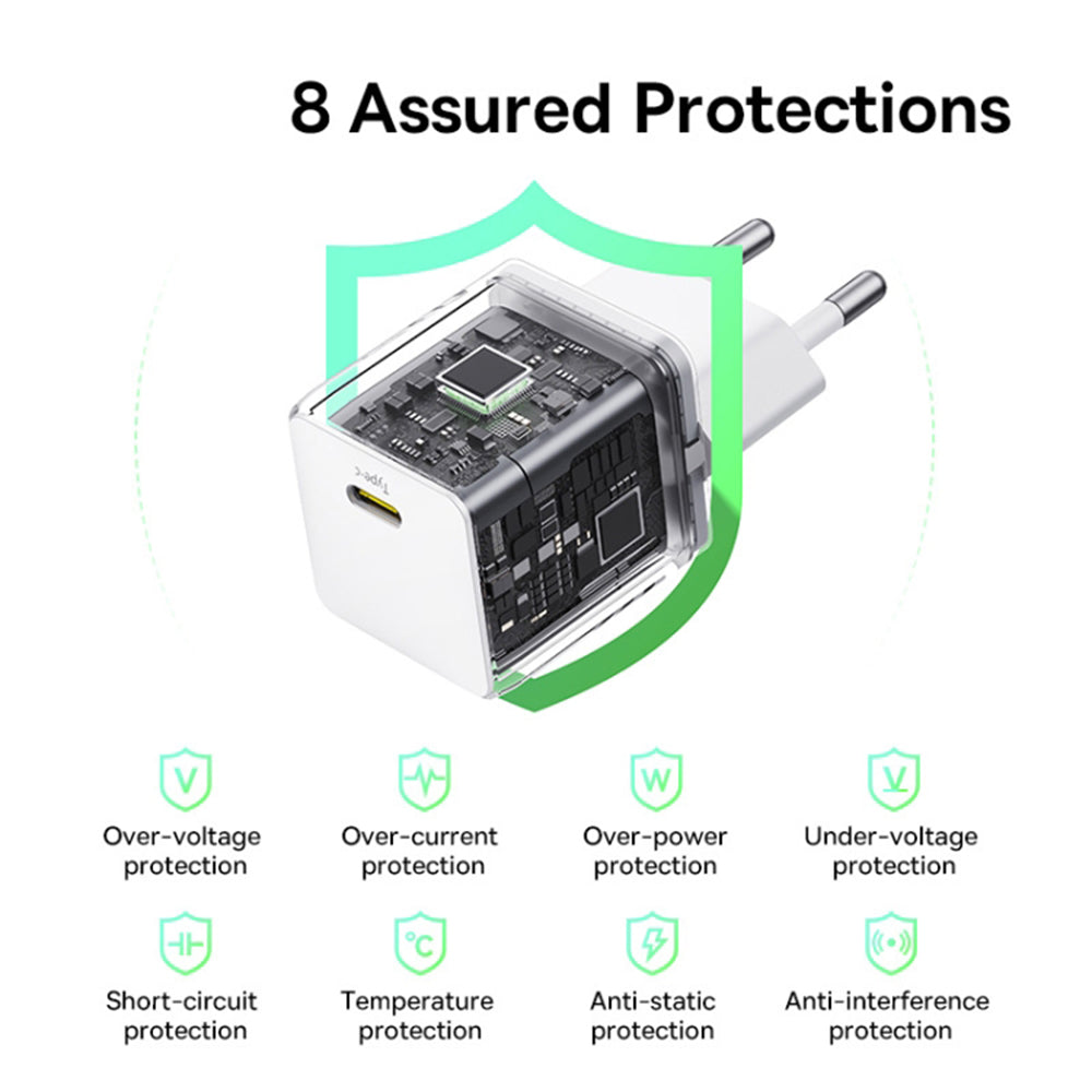 Netwerkoplader met USB-C Kabel Baseus Palm, 30W, 3A, 1 x USB-C, Wit P10111605213-01