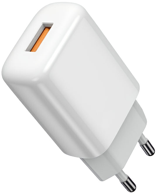 Netwerkoplader met USB-C Kabel Prestico F9S, 12W, 2.4A, 1 x USB-A, Wit
