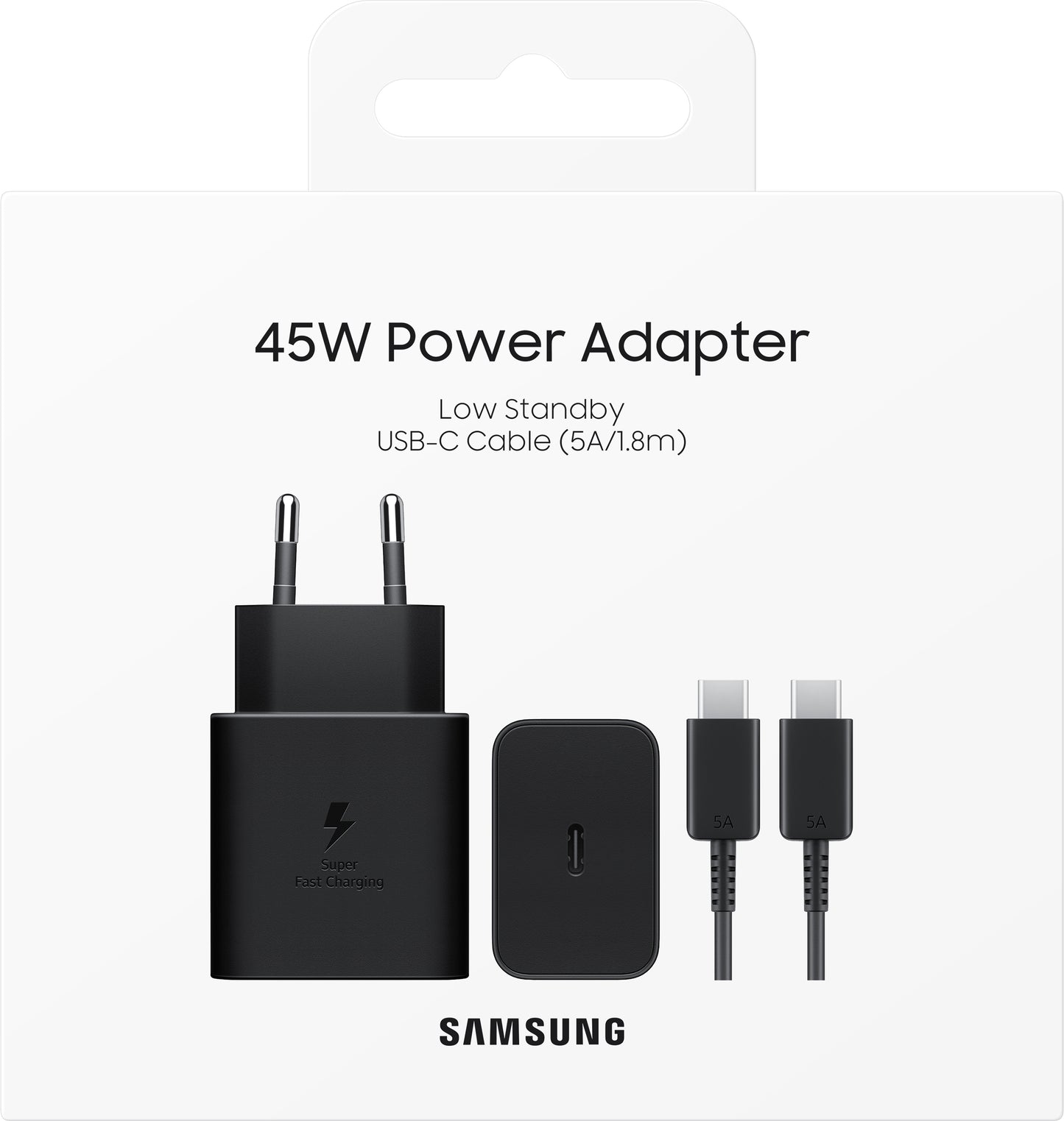 Samsung Netwerkadapter met USB-C Kabel, 45W, 4.05A, 1 x USB-C, Zwart EP-T4511XBEGEU