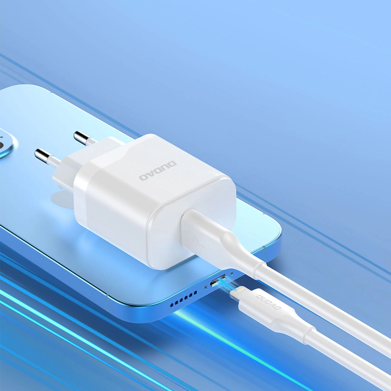 Netwerkoplader met USB-C Kabel Dudao A20EU, 18W, 3A, 1 x USB-A, Wit