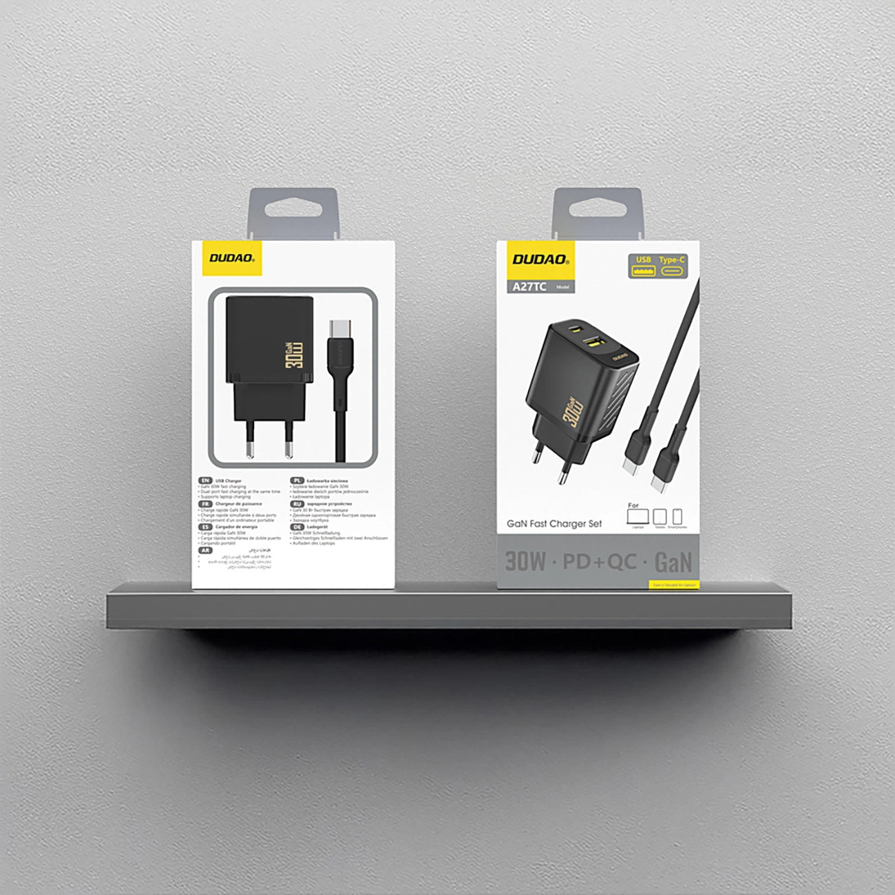 Netwerkoplader met USB-C Kabel Dudao A27TCEU, 30W, 1 x USB-A - 1 x USB-C, Zwart