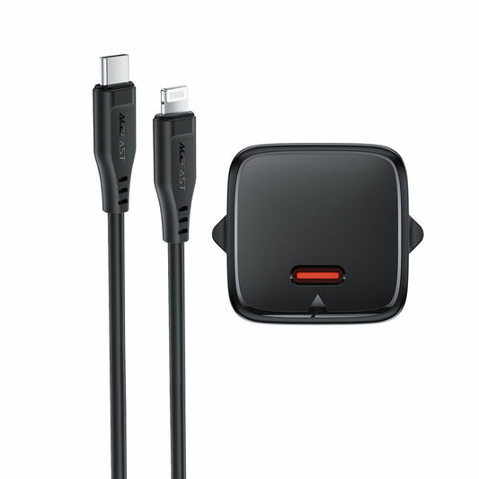 Netlader met Lightning-kabel Acefast A118, 30W, 3A, 1 x USB-C, Zwart