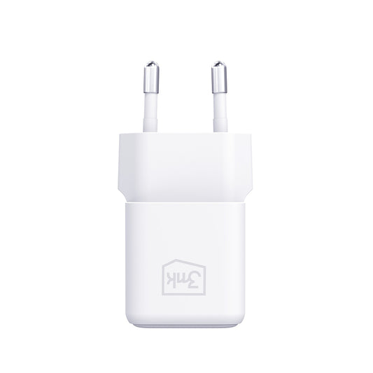 Netwerkoplader met USB-C Kabel 3MK Hyper, 25W, 3A, 1 x USB-C, Wit