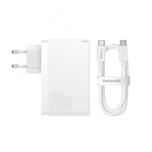 Netwerkoplader met USB-C Kabel Baseus GaN5 Pro, 140W, 5A, 1 x USB-A - 2 x USB-C, Wit CCGP100202