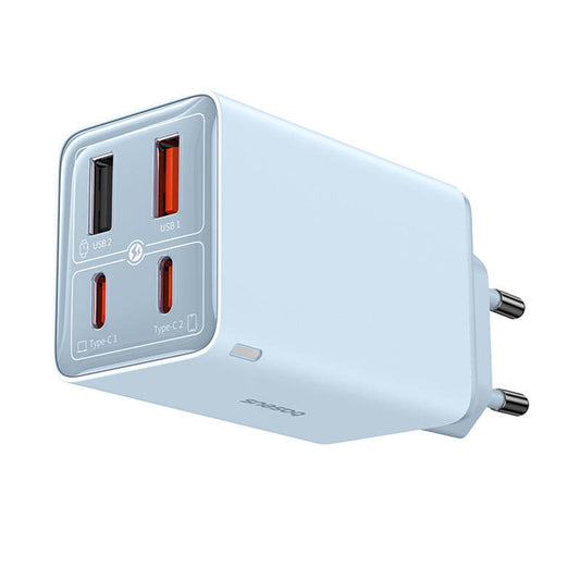Netwerkoplader met USB-C Kabel Baseus GaN6 Pro, 65W, 3.25A, 2 x USB-A - 2 x USB-C, Blauw E0121D00