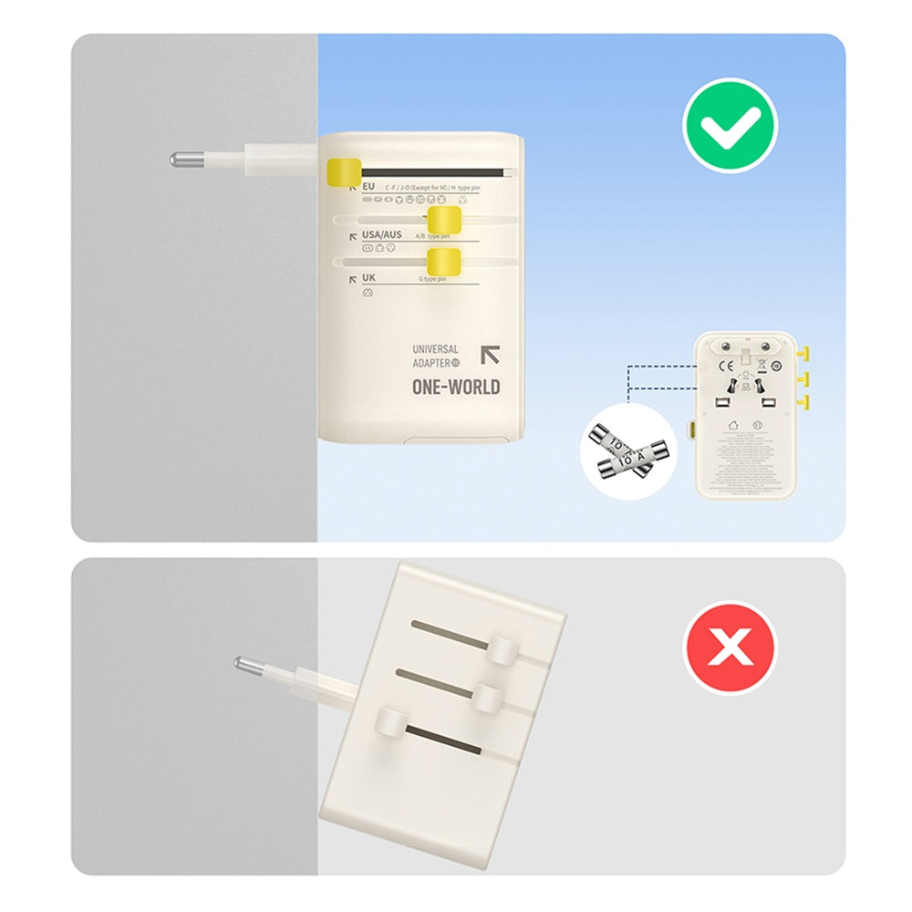 Netlader met USB-C-kabel Baseus Travel EnerCore CG11, 70W, 2 x Stopcontact - 1 x USB-C - 2 x USB-A, Wit E0307E01