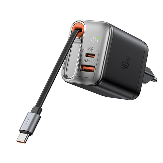 Netwerkoplader met USB-C Kabel McDodo CH-4281 FreeGo Display, 40W, 3A, 1 x USB-A - 1 x USB-C, Zwart