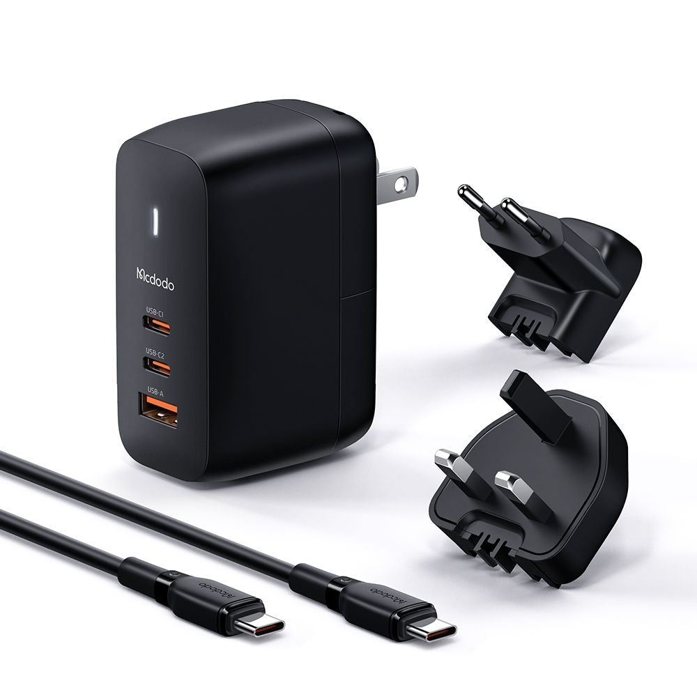 Netwerkoplader met USB-C Kabel McDodo CH-8442 Mecha Travel, 65W, 5A, 1 x USB-A - 2 x USB-C, Zwart