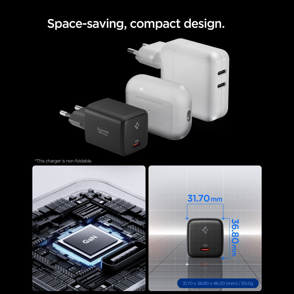 Netwerkoplader met USB-C Kabel Spigen EE451EU Essential, 45W, 3A, 1 x USB-C, Zwart ACH09474