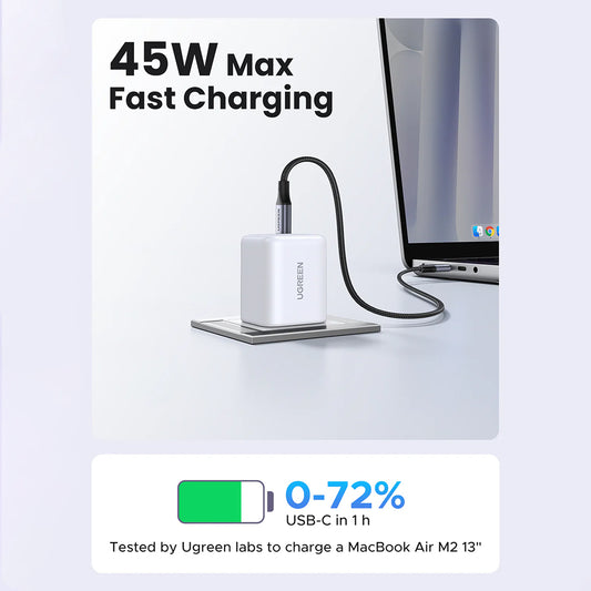 Netlader met USB-C-kabel UGREEN X524 (65055), 45W, 3A, 1 x USB-C, Wit
