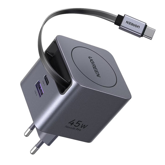 Netwerkoplader met USB-C Kabel UGREEN X614, 45W, 3A, 1 x USB-A - 1 x USB-C, Grijs