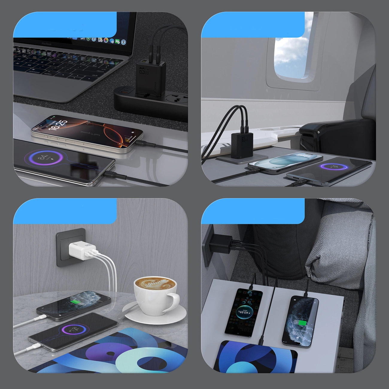 Netwerkoplader Dudao A29, 65W, 1 x USB-A - 2 x USB-C, Zwart