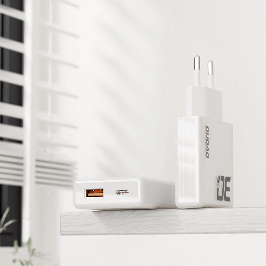 Netwerkoplader Dudao A30EU, 30W, 3A, 1 x USB-A - 1 x USB-C, Wit