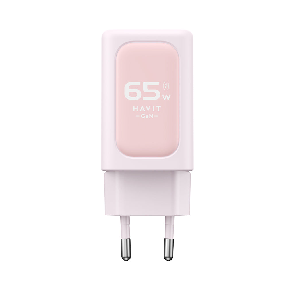 Netwerkoplader HAVIT UC260, 65W, 3A, 1 x USB-A - 2 x USB-C, Roze
