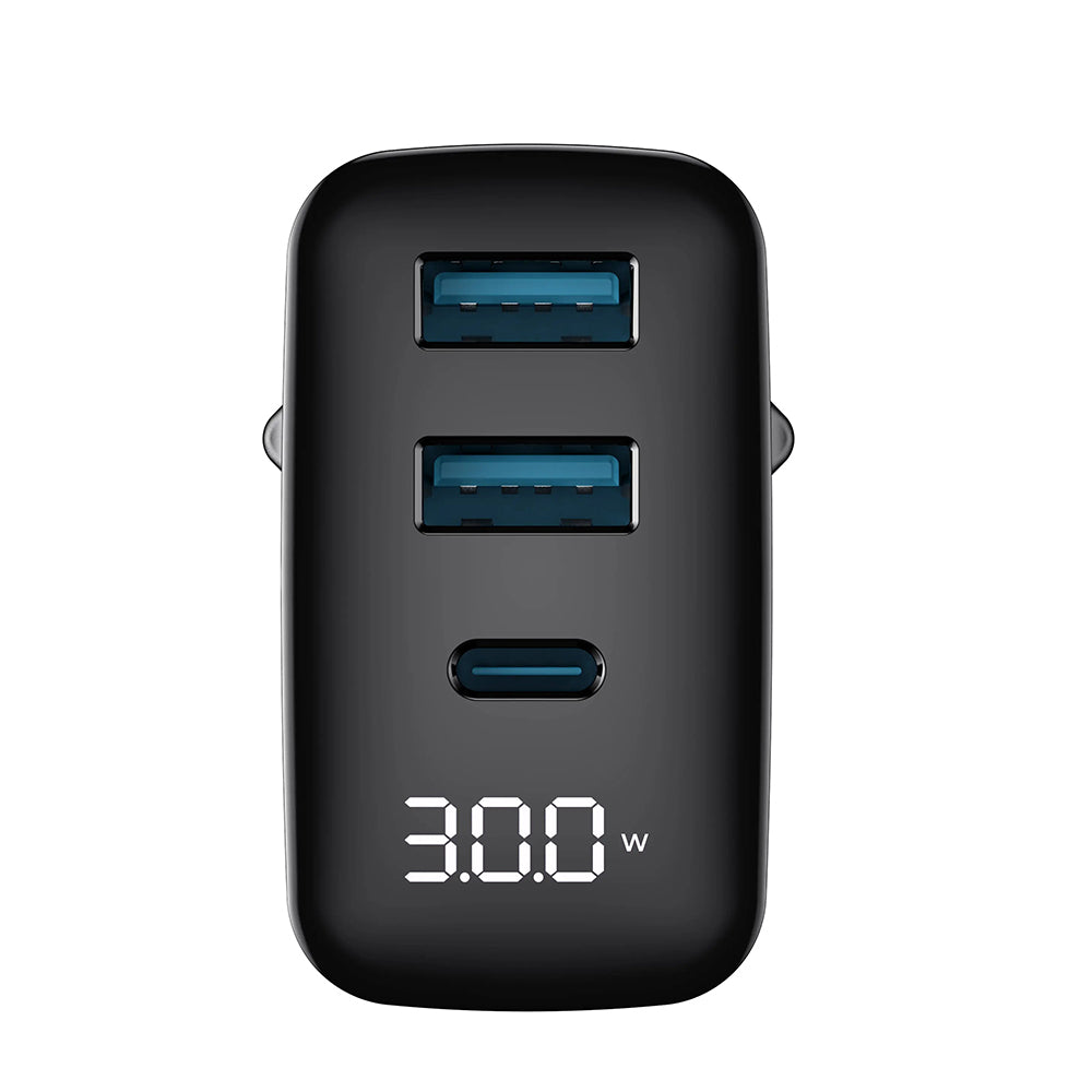 HAVIT UCLE001 Network Charger, 30W, 3A, 2 x USB-A - 1 x USB-C, Black