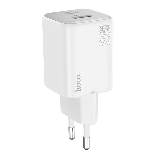Netwerkoplader HOCO N41, 20W, 3A, 1 x USB-A - 1 x USB-C, Wit
