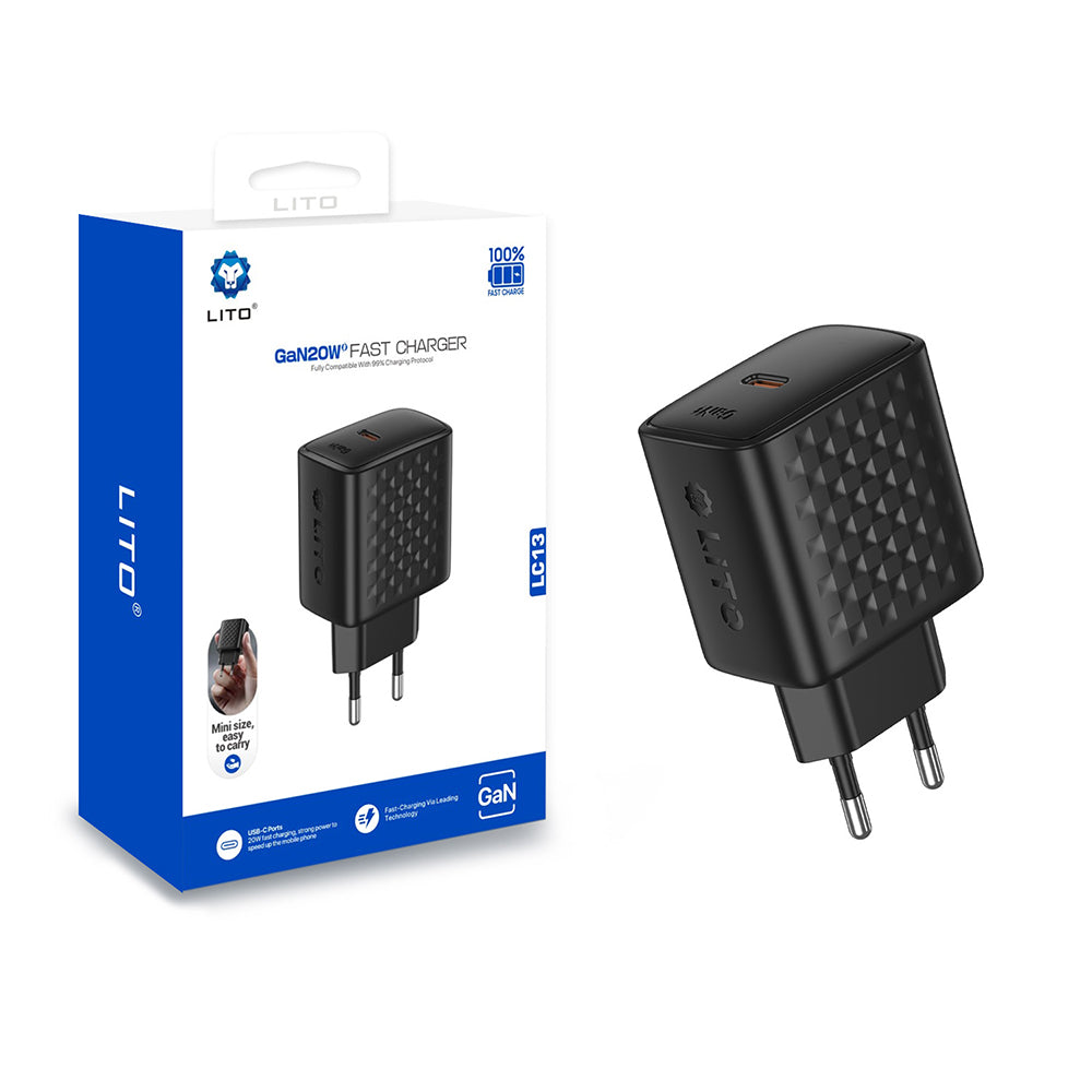 Lito LC13 Netwerkoplader, 20W, 3A, 1 x USB-C, Zwart