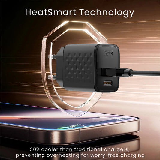 Lito LC15 Netwerkoplader, 20W, 3A, 1 x USB-A - 1 x USB-C, Zwart