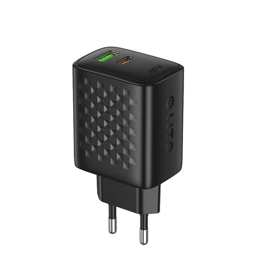 Lito LC24 Netwerkoplader, 65W, 3.25A, 1 x USB-A - 1 x USB-C, Zwart