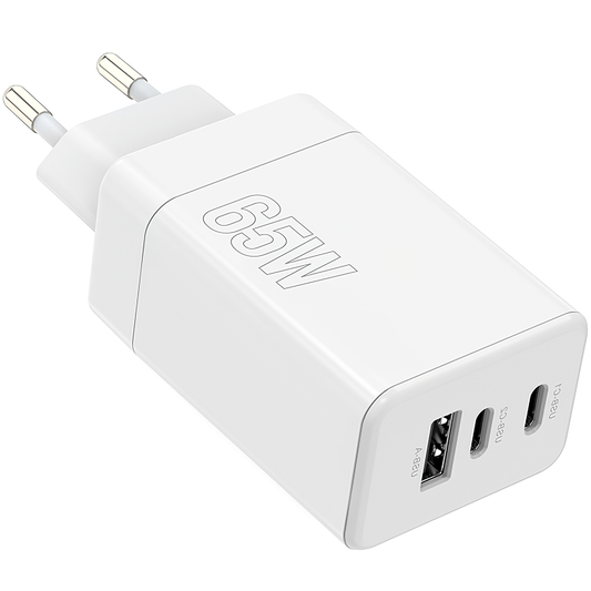 MaXlife Netwerkoplader MXTC-08-65ACC, 65W, 3,25A, 1 x USB-A - 2 x USB-C, Wit