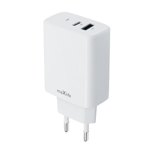 MaXlife Netwerkoplader MXTC-10-30AC, 30W, 3A, 1 x USB-A - 1 x USB-C, Wit