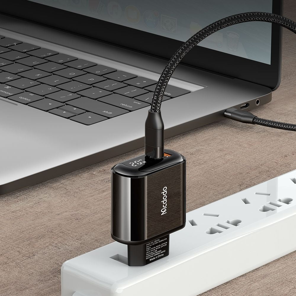 McDodo CH-7170 Chocolate Display Netwerkoplader, 20W, 3A, 1 x USB-A - 1 x USB-C, Zwart